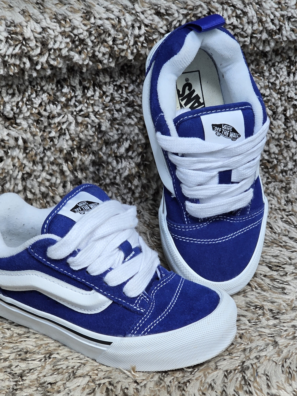 Vans Knu Skool Royal Blue True White Suede Skate Shoes US Kids 12.0 Chunky EUC